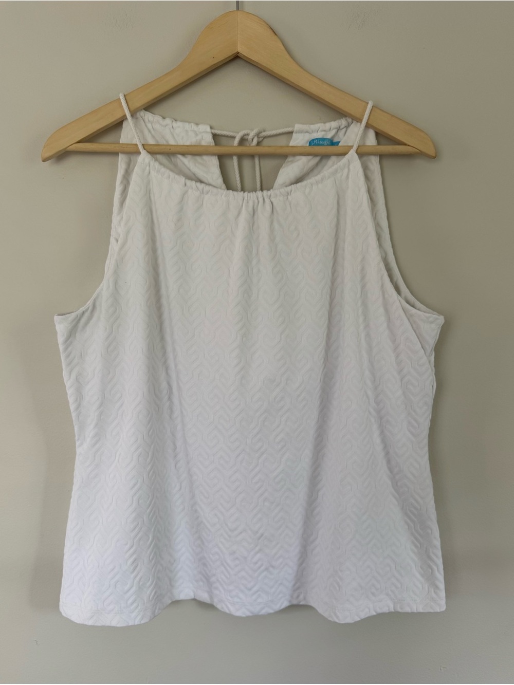 J. McLaughlin Maria Halter Tank White Textured Geometric Print Catalina Cloth XL - Picture 2 of 9